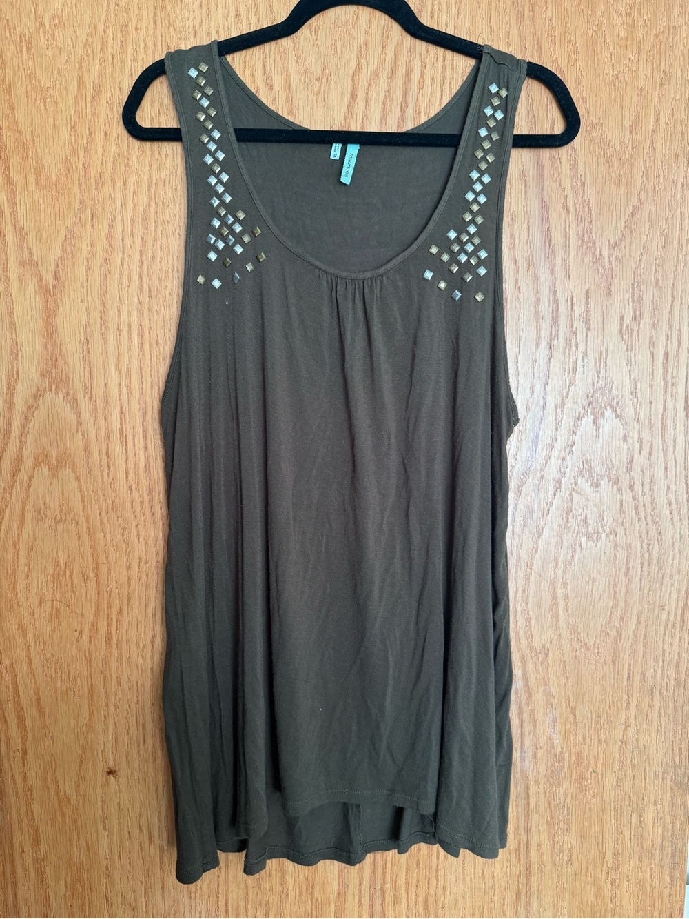 Maurices Women's Embellished Olive Green Tank Top